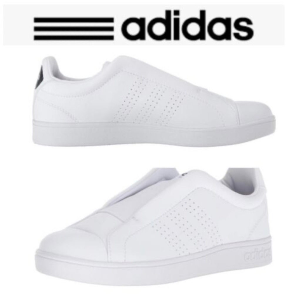 Adidas White leather Women's slip on Sneakers Y2K